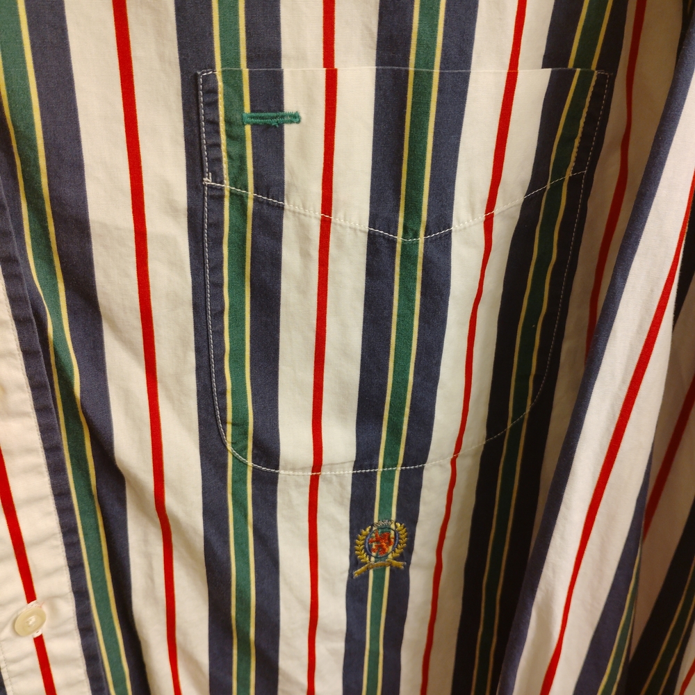 Tommy Hilfiger Men's Multicolor Striped Button Down Shirt - Picture 3 of 4